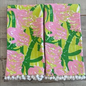 Lilly Pulitzer 2 Flamingo Fan Guest Towels